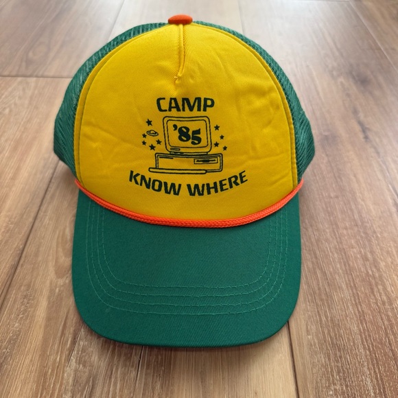 Camp Know Where Trucker Hat Cap Snapback Mesh Foam Stranger Things with Rope - Picture 1 of 5